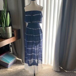 Athleta Navy Blue Strapless Maxi Dress